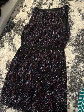 Armani Exchange Sleeveless Black Multicolor Speckle Waist-Defined Dress